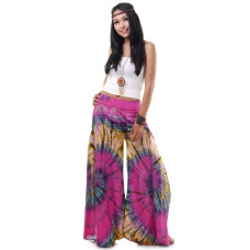 Hot pink hippie skirt pants, Wide leg pants Bohemian style FK329